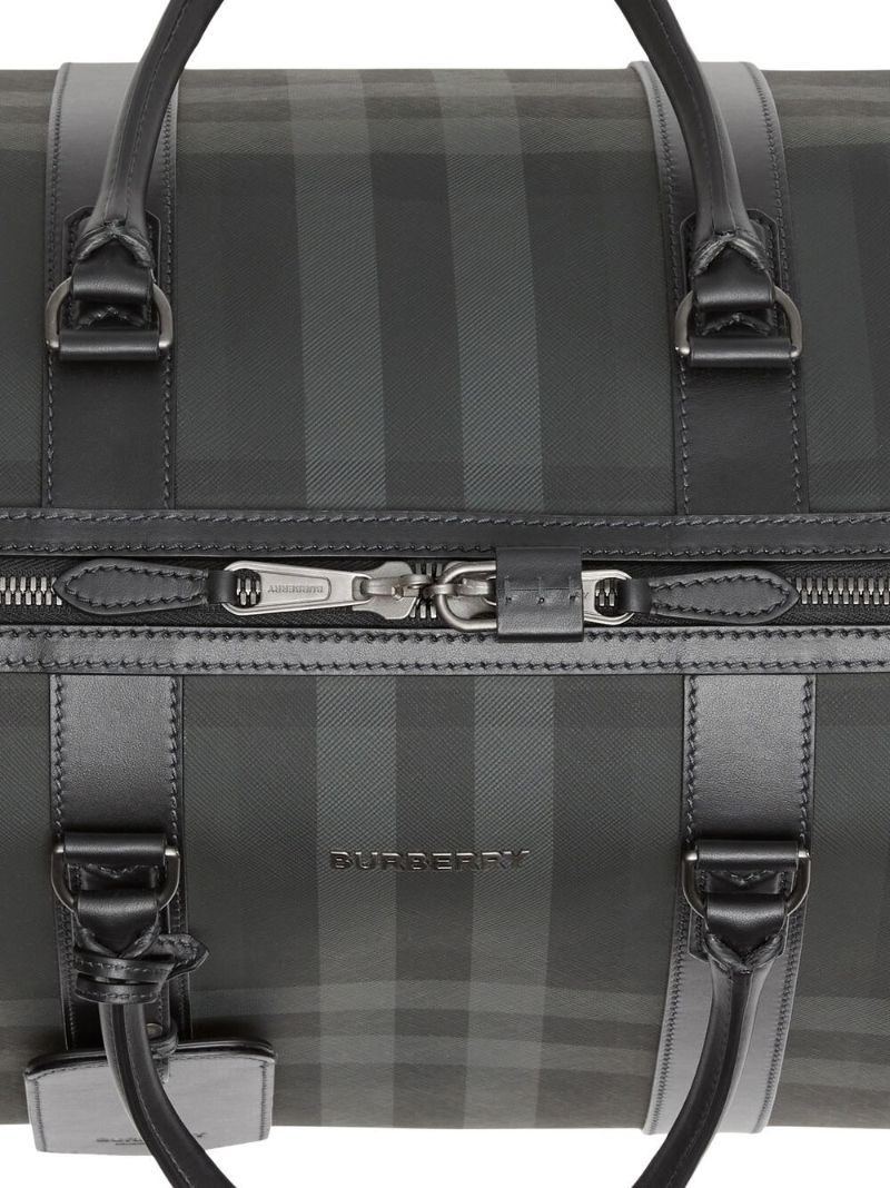 Grey Check Pattern Holdall Bag