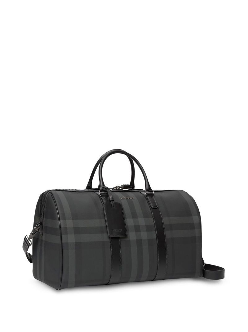 Grey Check Pattern Holdall Bag