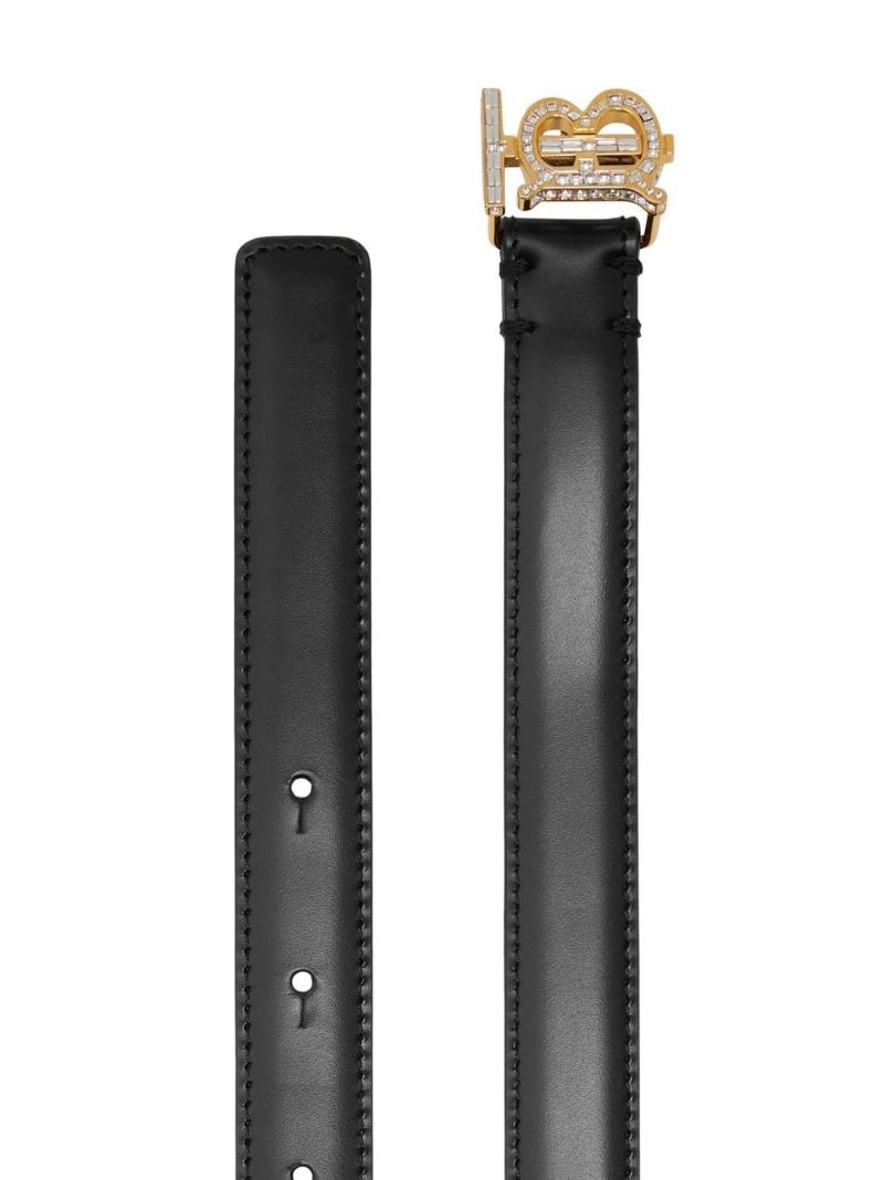 Black Logo Leather Belt