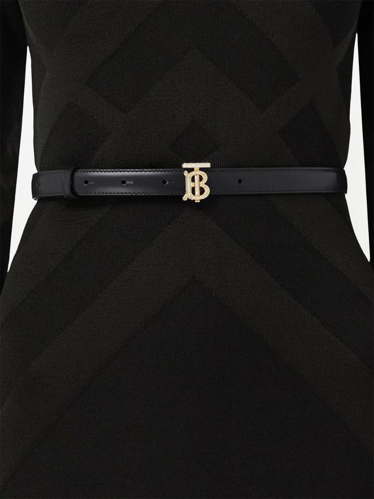 Black Logo Leather Belt
