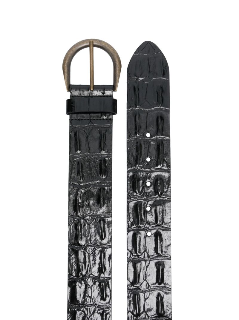 Black Runway Mock Croc Leather Belt