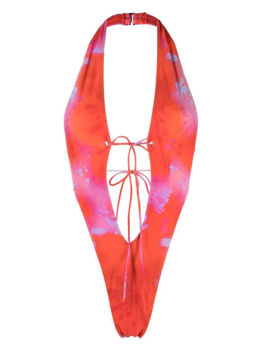Red Veda Plunge Swimsuit