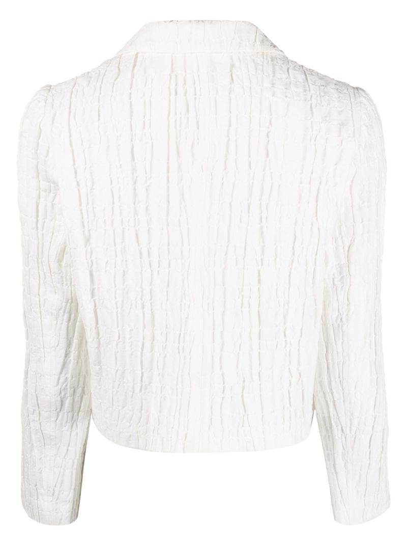 White Elani Smocked Cropped Blazer