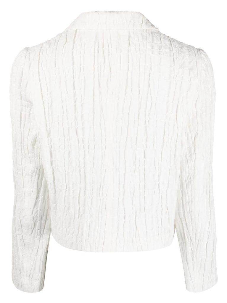 White Elani Smocked Cropped Blazer