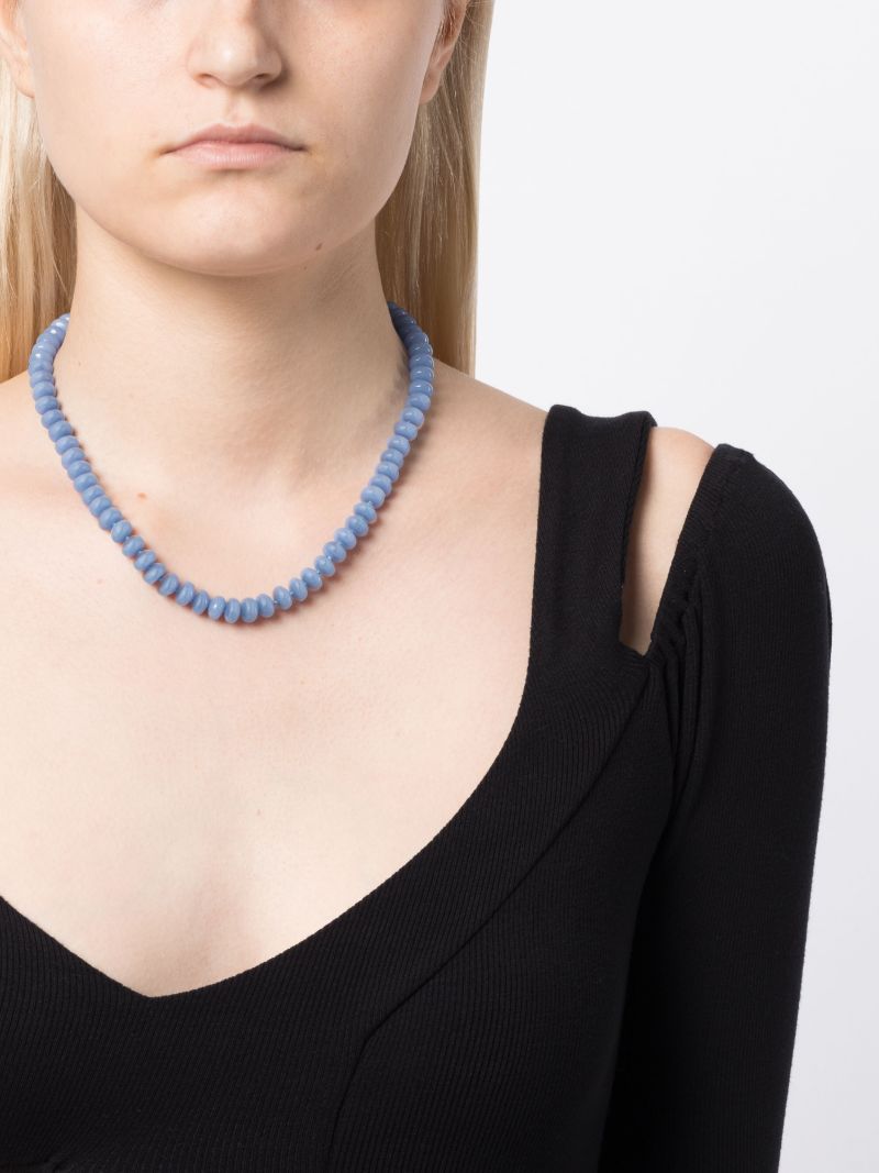 14k Yellow Gold Aragonite Bead Necklace