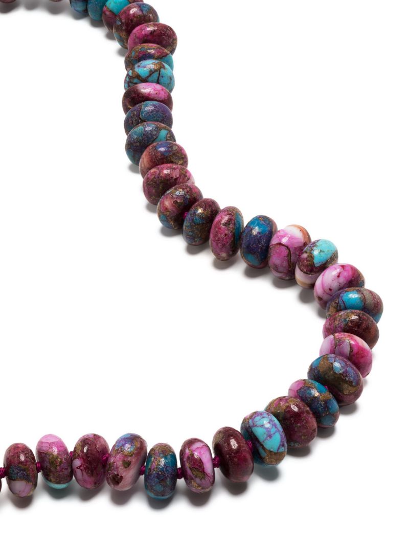 14k Yellow Gold Dahlia Turquoise Bead Necklace