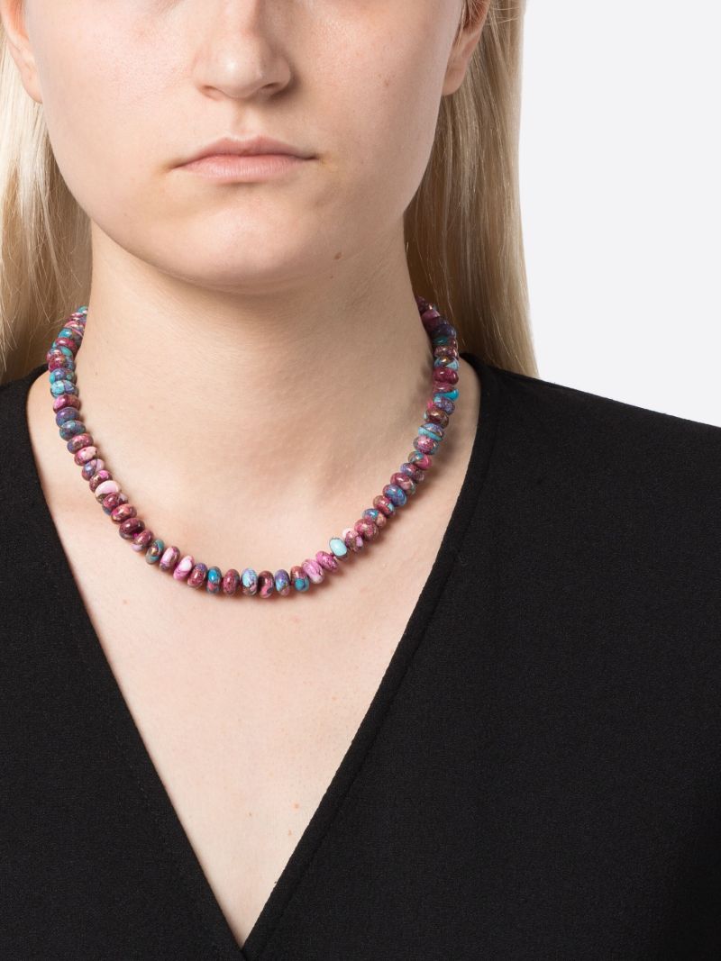 14k Yellow Gold Dahlia Turquoise Bead Necklace