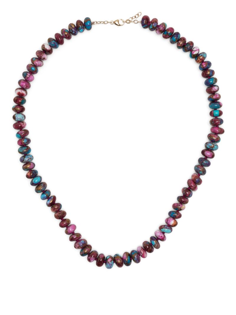 14k Yellow Gold Dahlia Turquoise Bead Necklace