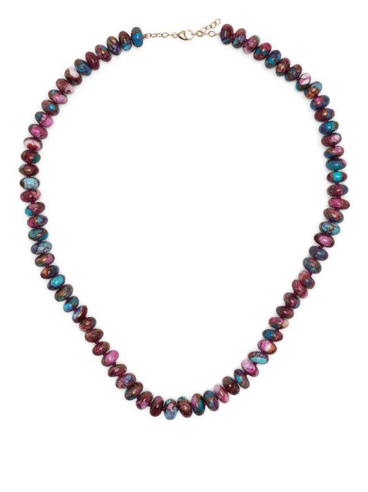 14k Yellow Gold Dahlia Turquoise Bead Necklace