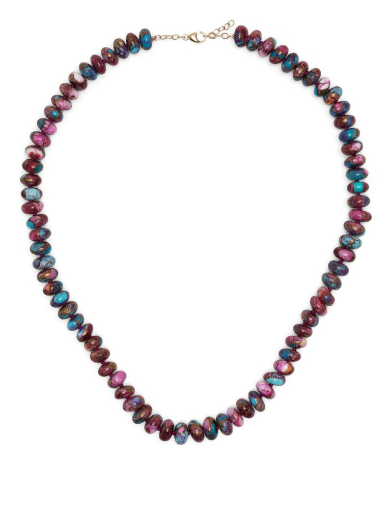 14k Yellow Gold Dahlia Turquoise Bead Necklace