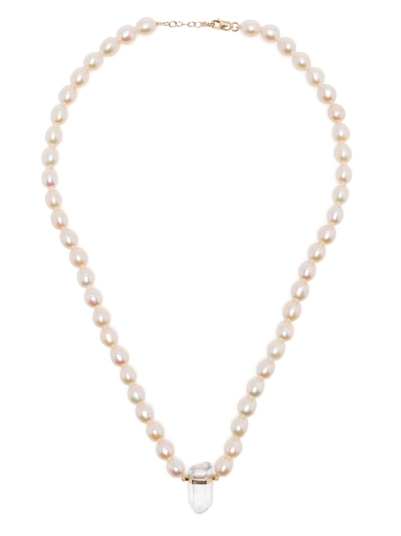 14k Yellow Gold Pearl and Quartz Necklace