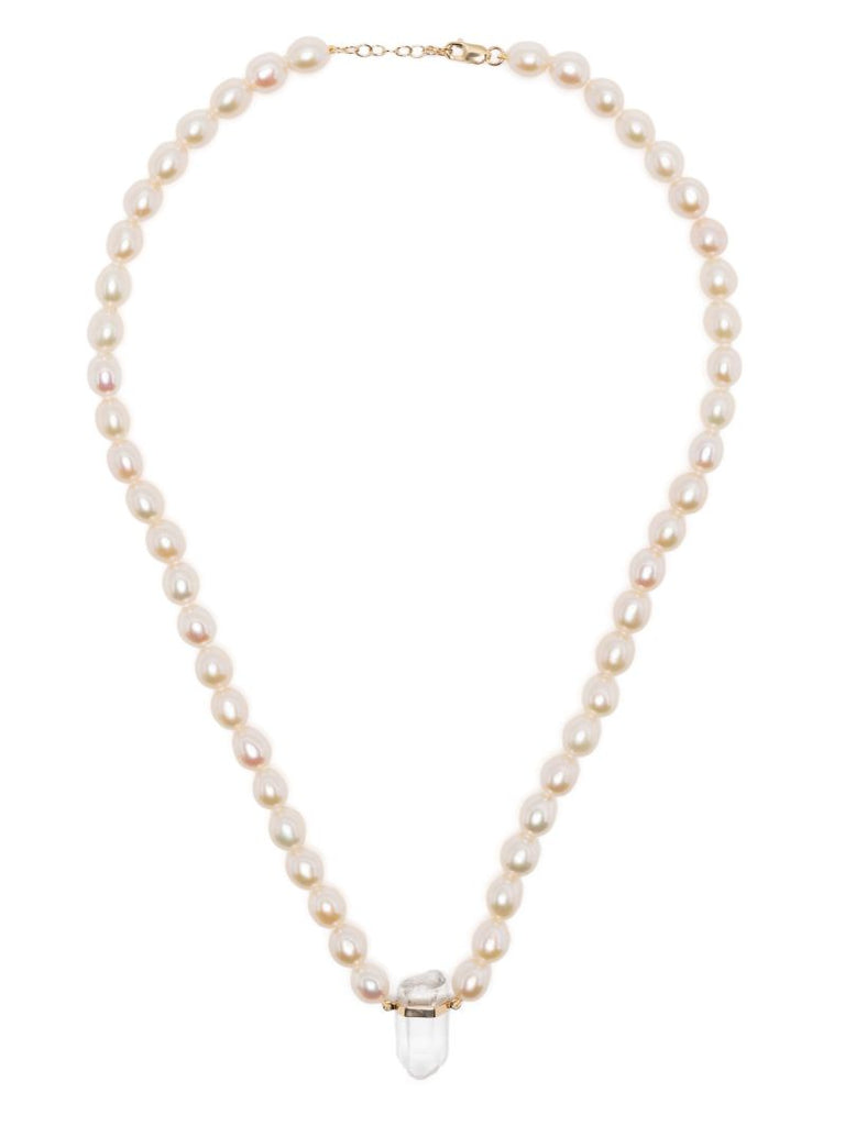 14k Yellow Gold Pearl and Quartz Necklace