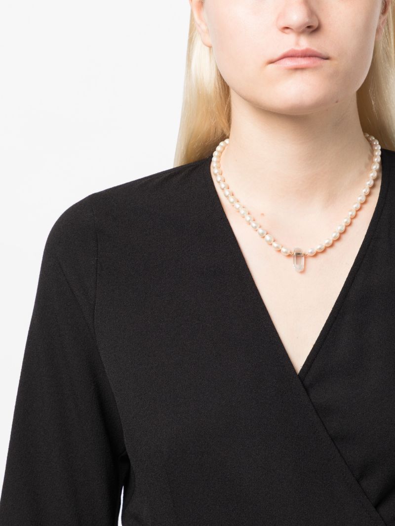 14k Yellow Gold Pearl and Quartz Necklace