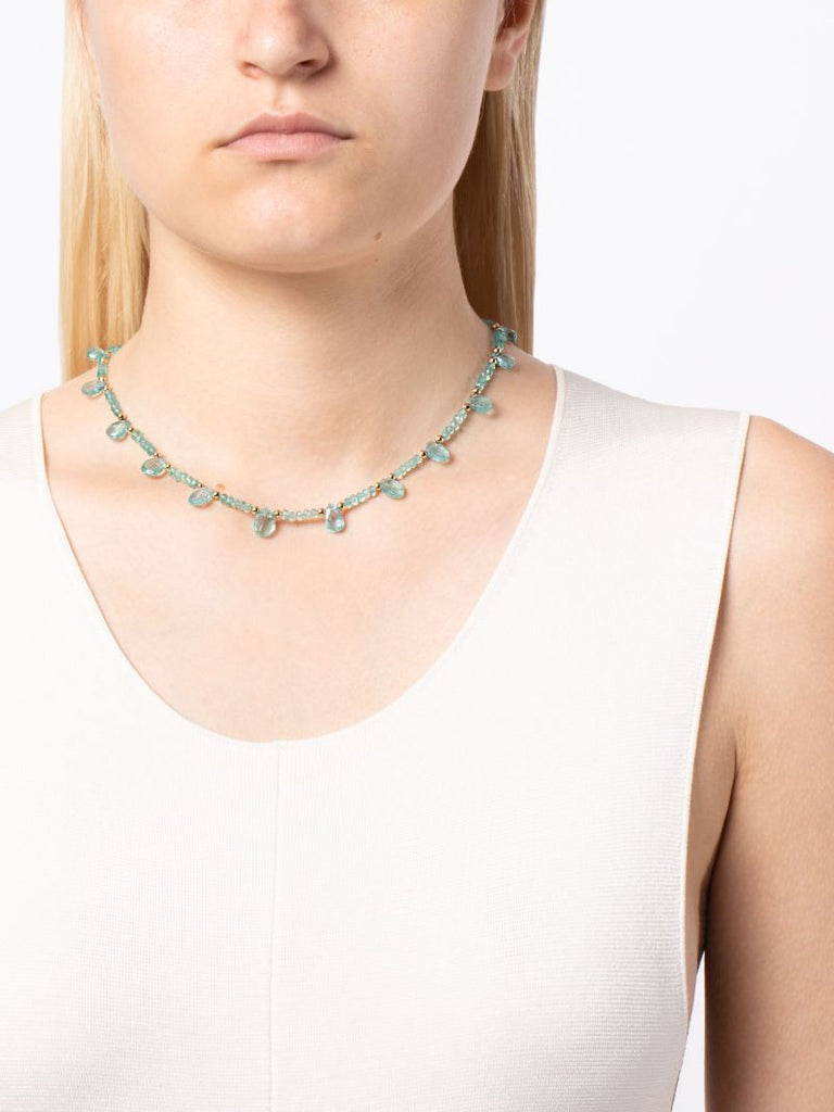 14k Yellow Gold Arizona Quartz and Apatite Necklace
