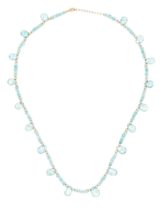 14k Yellow Gold Arizona Quartz and Apatite Necklace