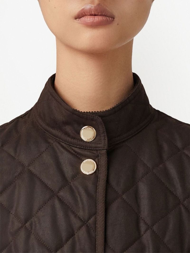 Brown Diamond Quilted Waxed Cotton Jacket