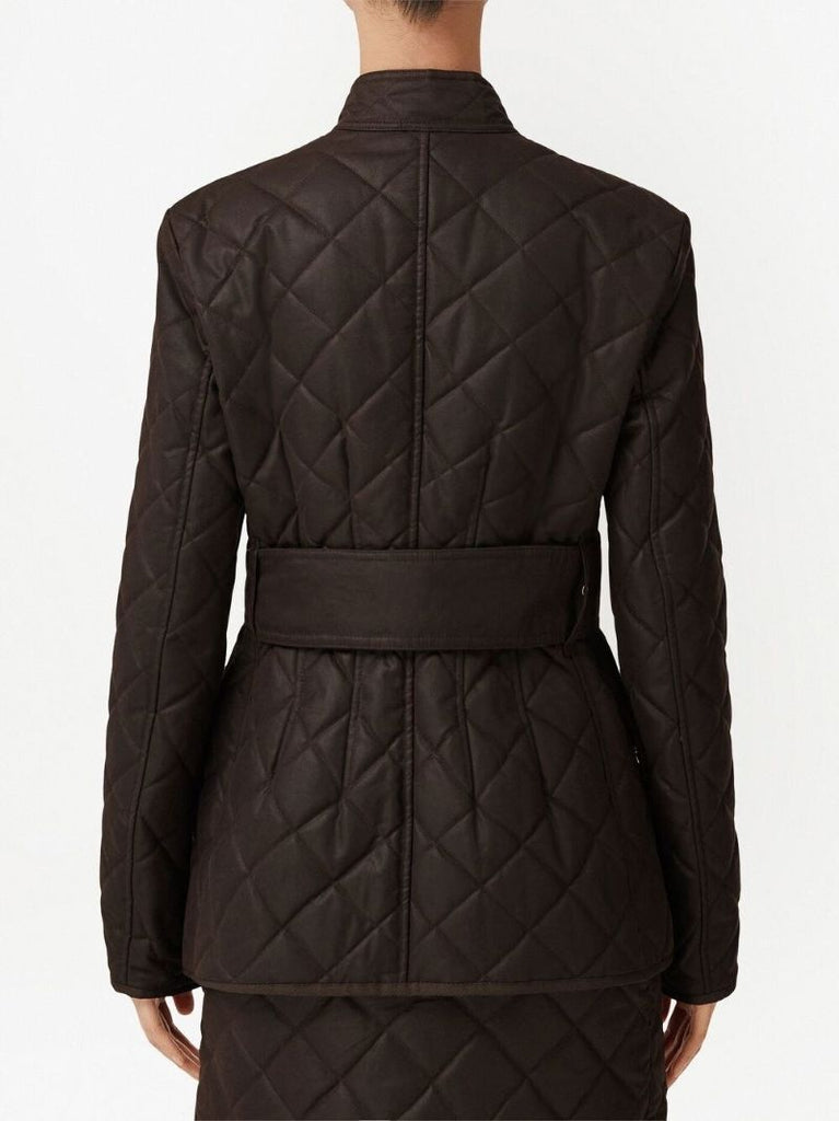Brown Diamond Quilted Waxed Cotton Jacket