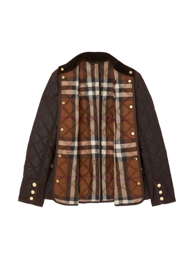 Brown Diamond Quilted Waxed Cotton Jacket