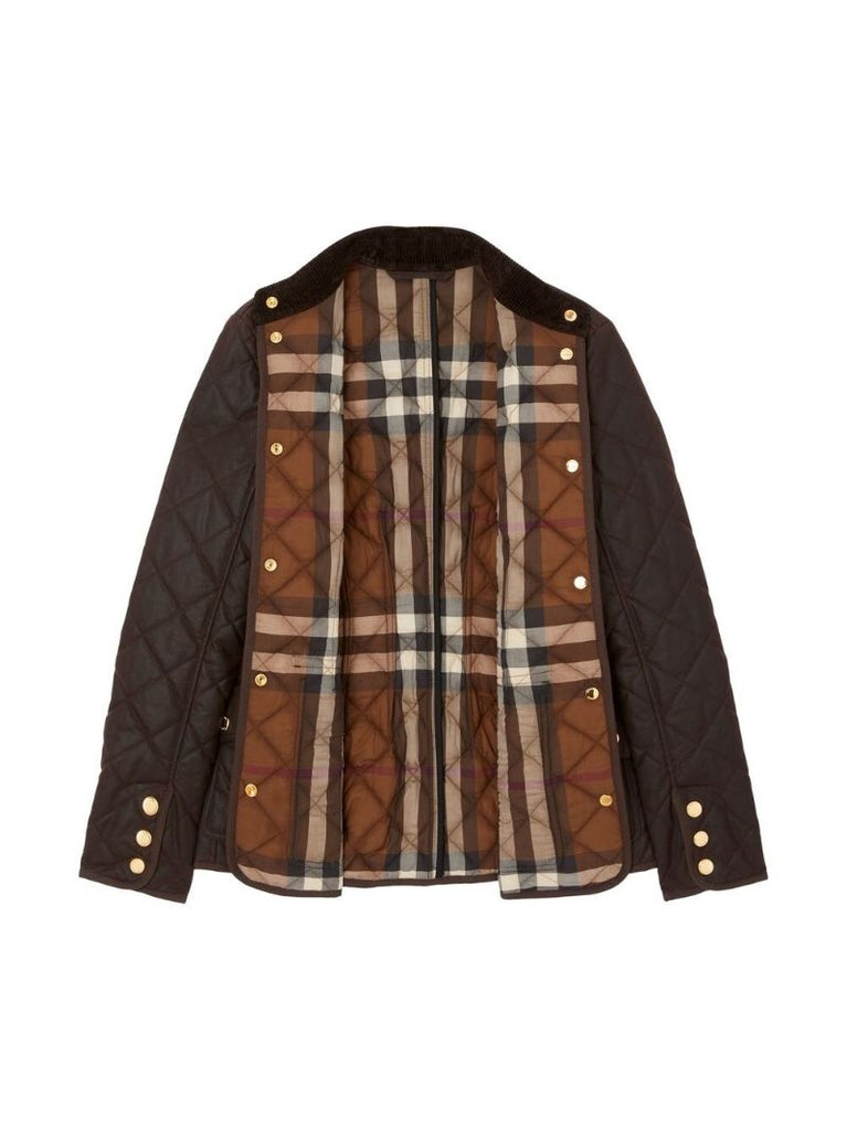 Brown Diamond Quilted Waxed Cotton Jacket