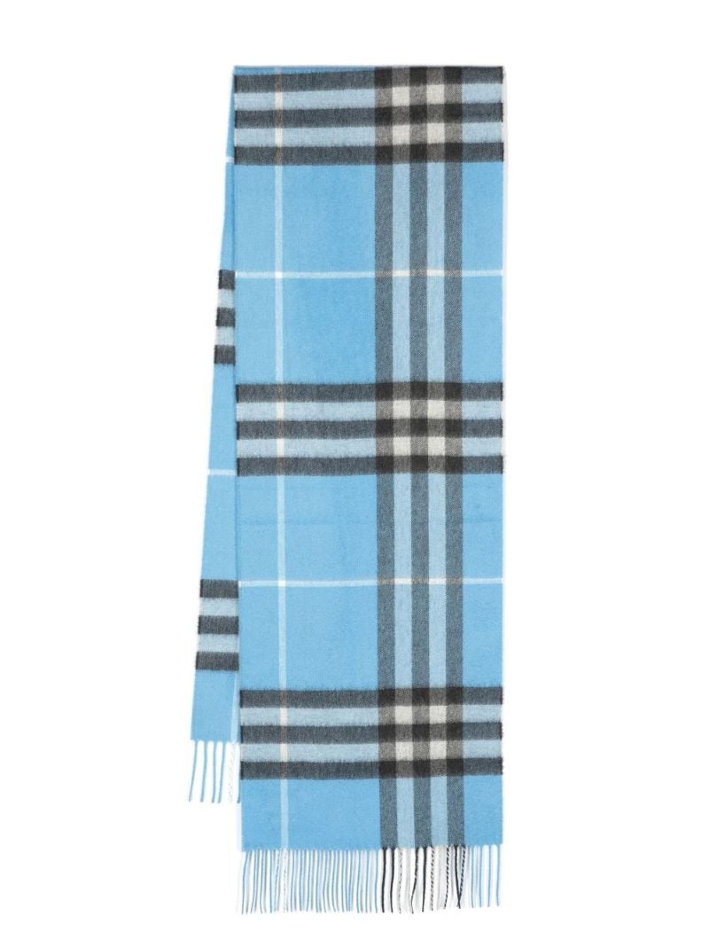 Blue Classic Check Cashmere Scarf