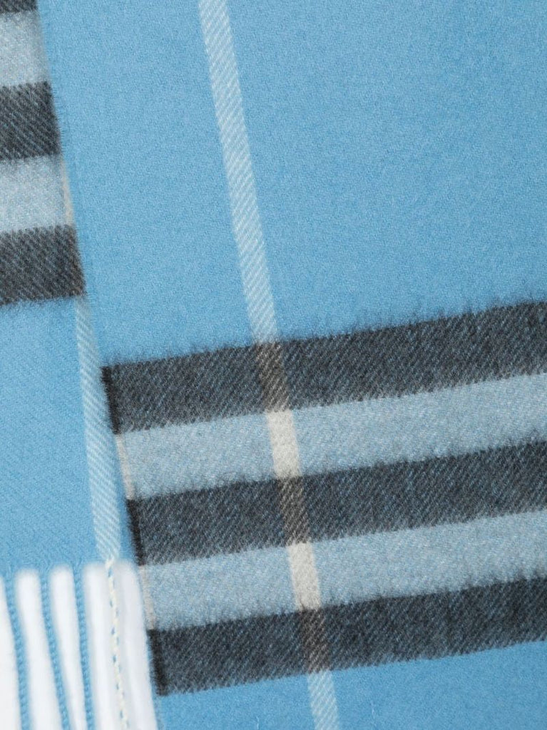 Blue Classic Check Cashmere Scarf
