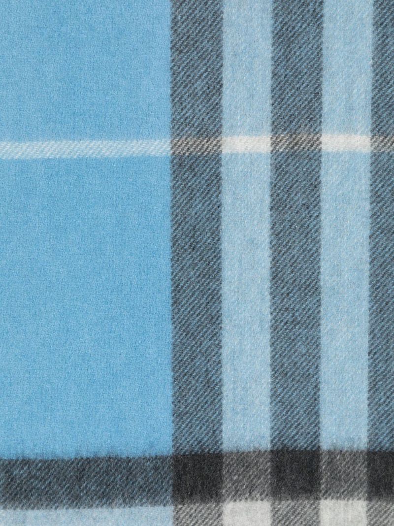 Blue Classic Check Cashmere Scarf