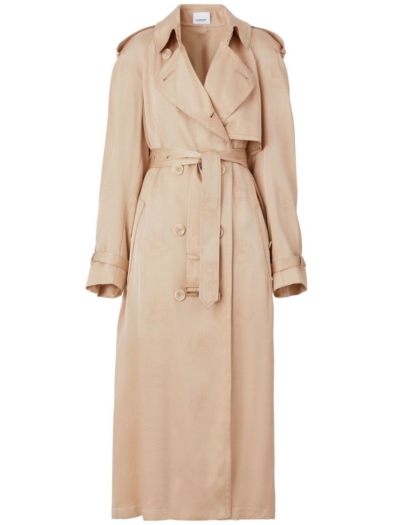 Neutral Ekd Silk-satin Jacquard Trench Coat