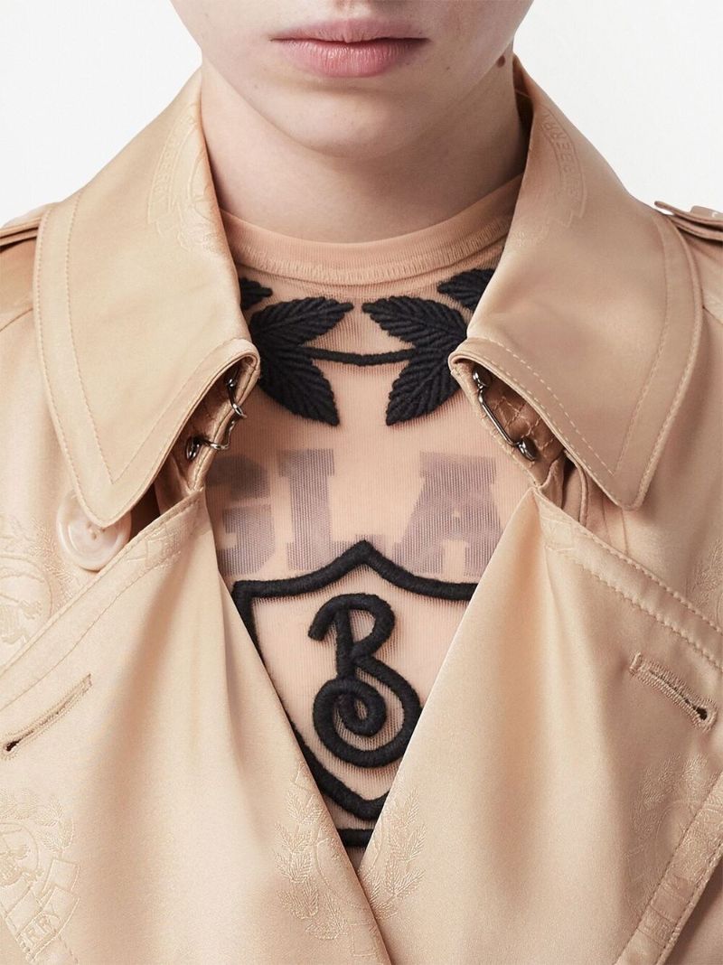 Neutral Ekd Silk-satin Jacquard Trench Coat
