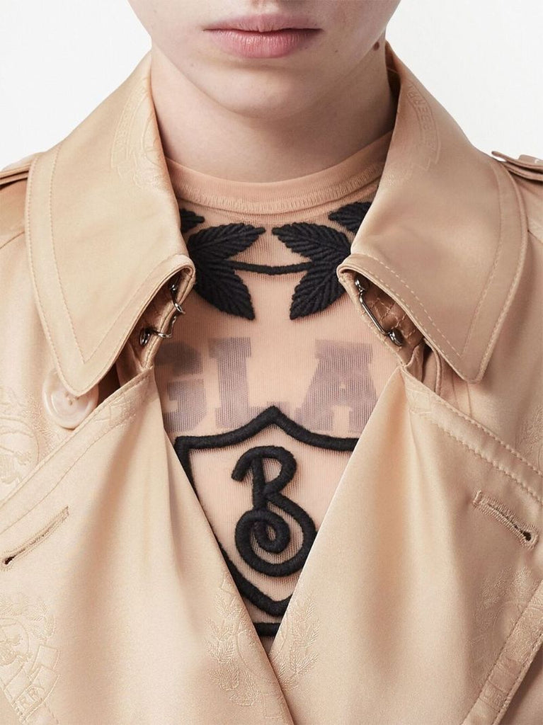 Neutral Ekd Silk-satin Jacquard Trench Coat