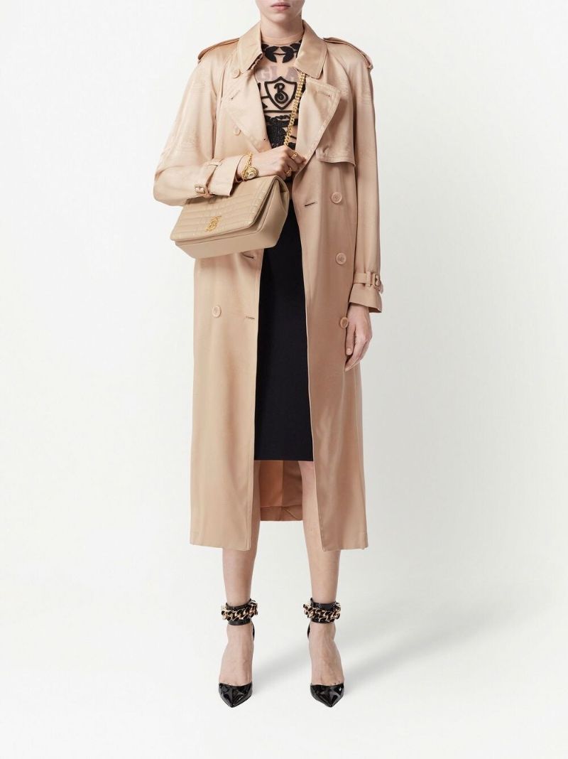 Neutral Ekd Silk-satin Jacquard Trench Coat