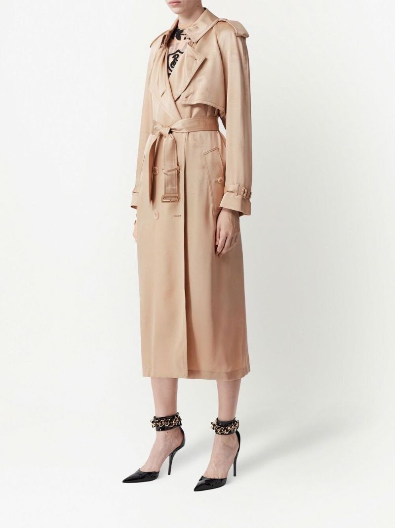 Neutral Ekd Silk-satin Jacquard Trench Coat
