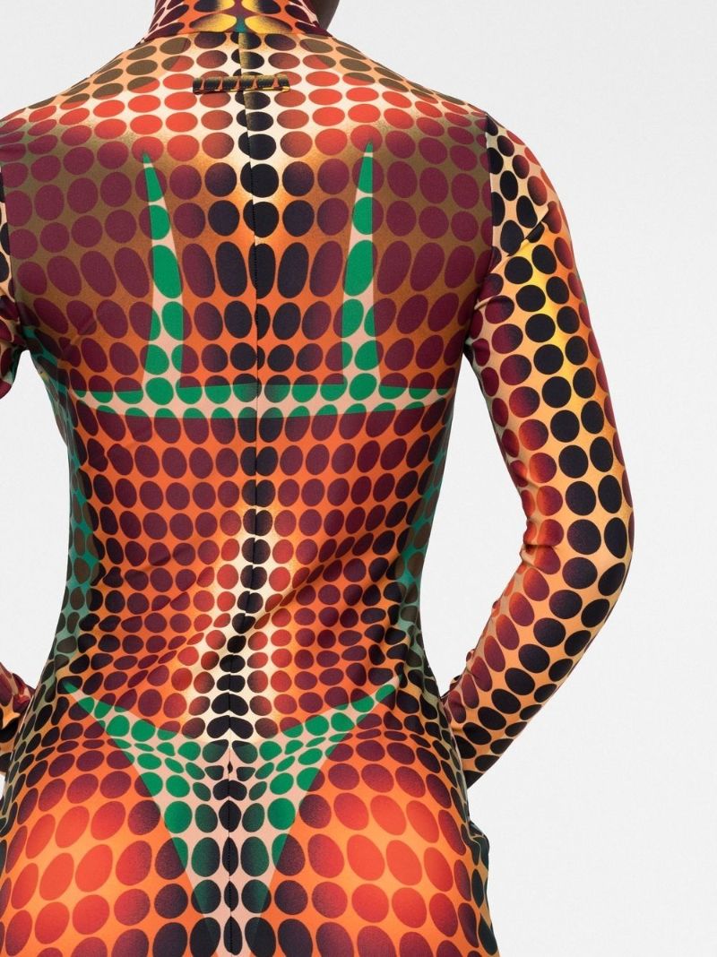 Orange the Brown Dots Print Midi Dress