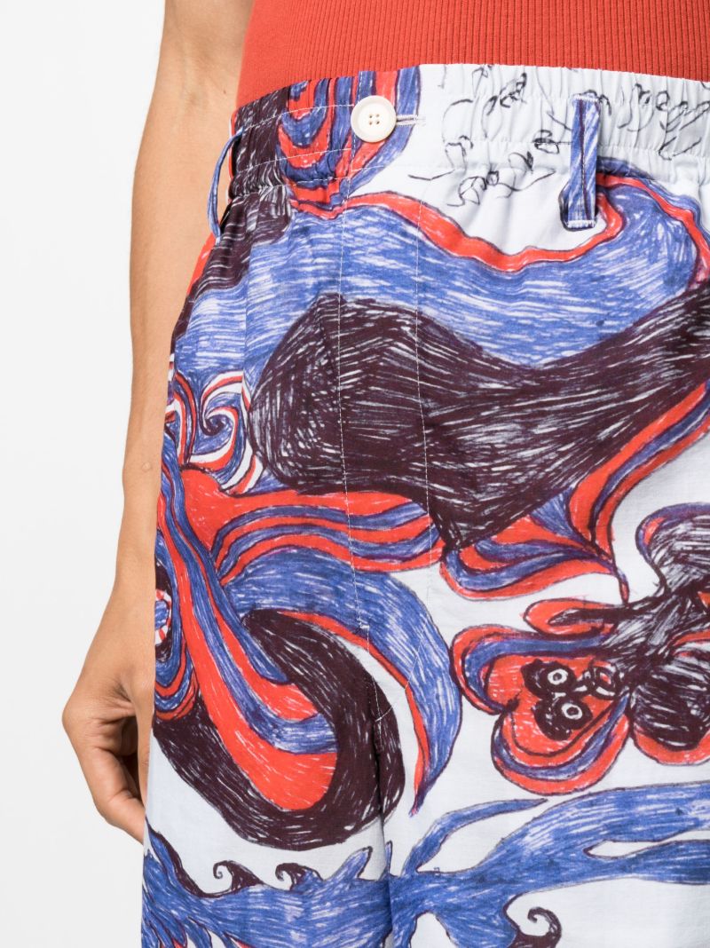 X Noviadi Angkasapura Blue Cotton Printed Bermuda Shorts