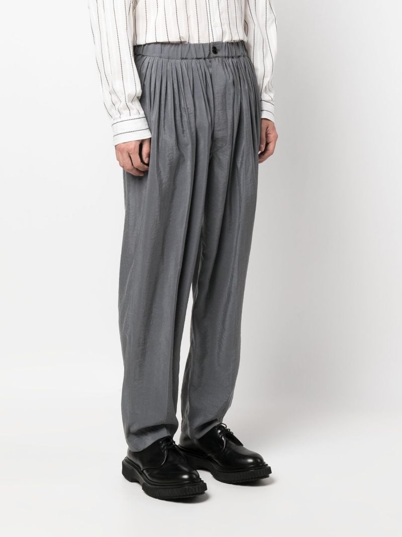Grey Pleated Tapered Trousers