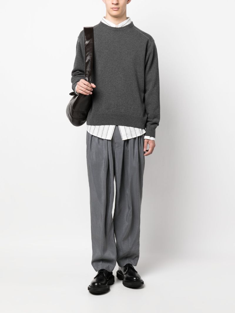 Grey Pleated Tapered Trousers