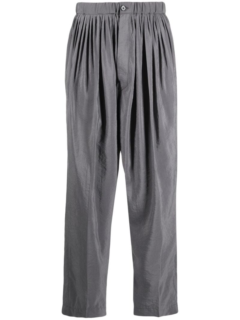 Grey Pleated Tapered Trousers