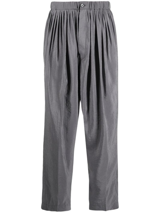 Grey Pleated Tapered Trousers