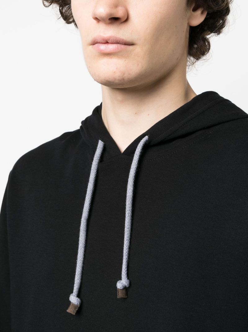 Black Drawstring Cotton Hoodie
