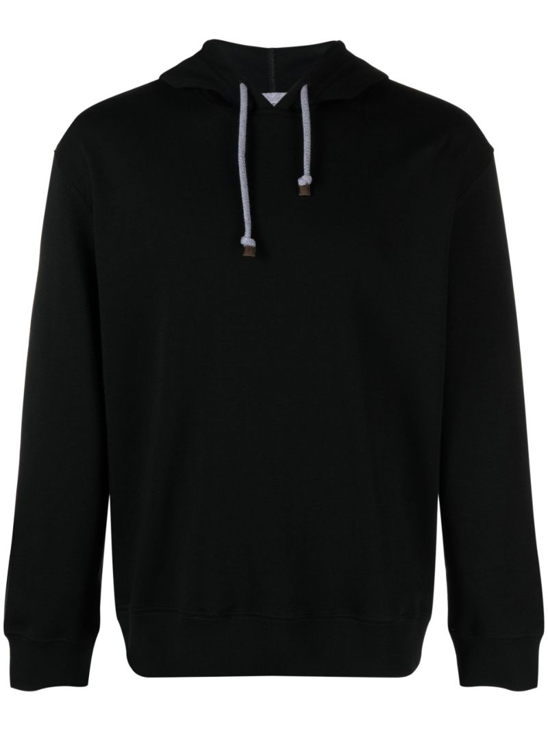 Black Drawstring Cotton Hoodie