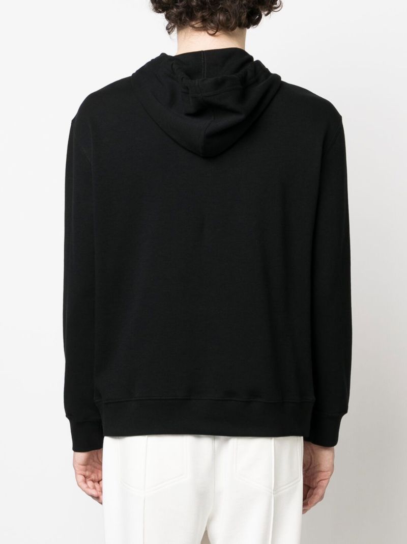 Black Drawstring Cotton Hoodie