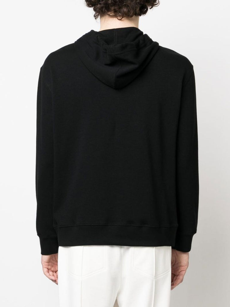 Black Drawstring Cotton Hoodie