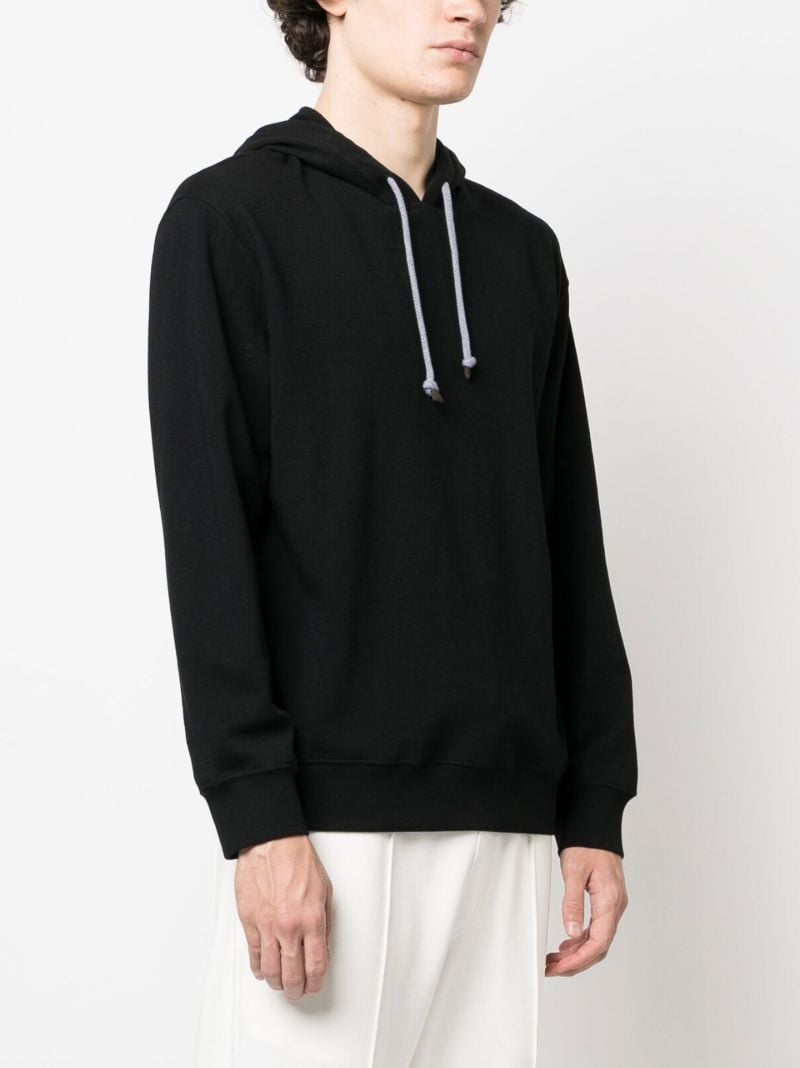 Black Drawstring Cotton Hoodie