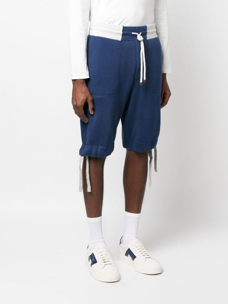 Blue High Waist Knitted Track Shorts
