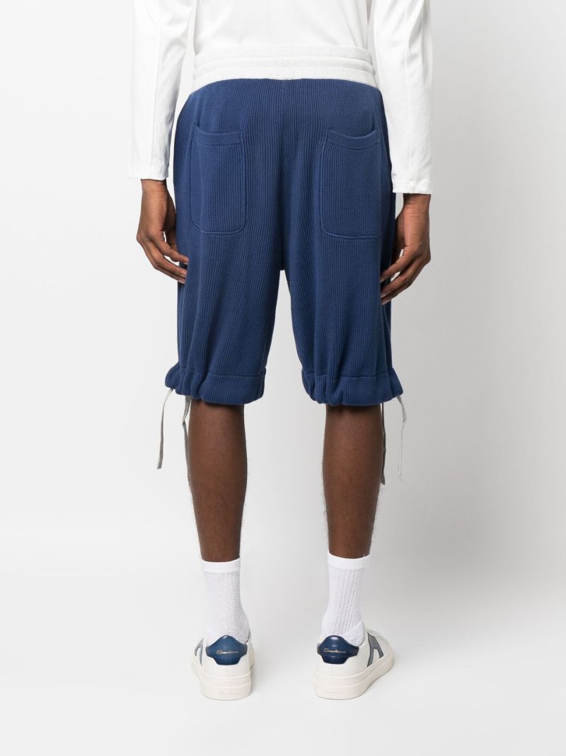 Blue High Waist Knitted Track Shorts