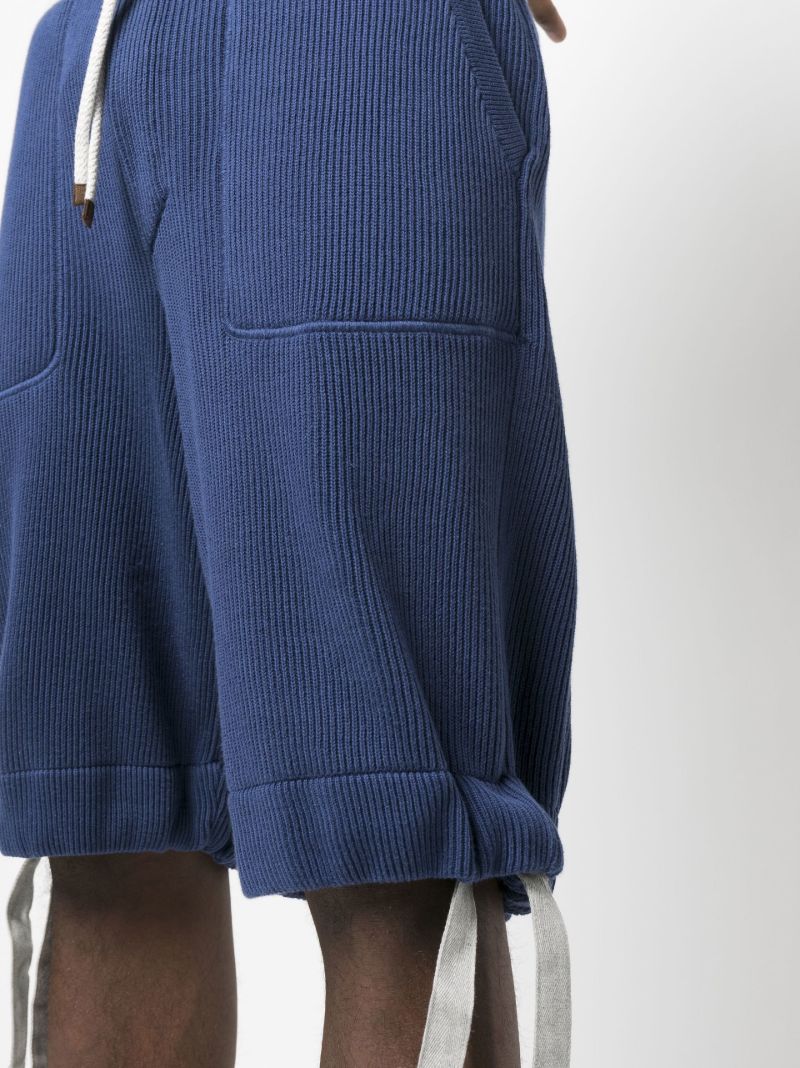 Blue High Waist Knitted Track Shorts