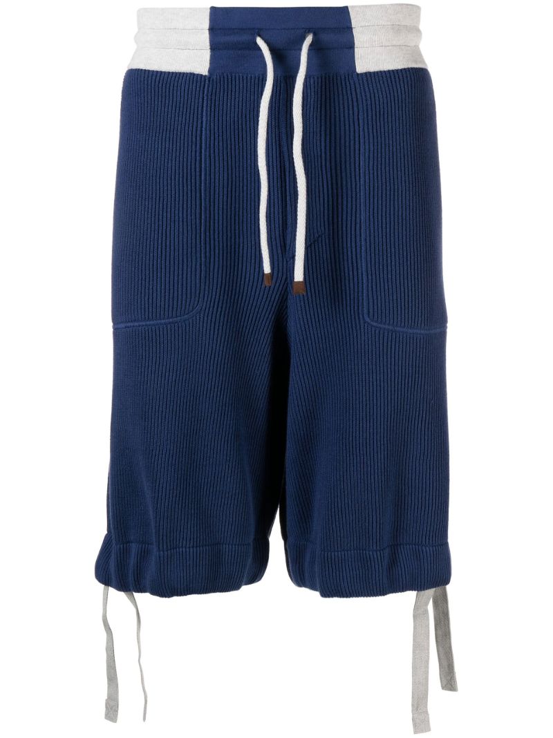 Blue High Waist Knitted Track Shorts