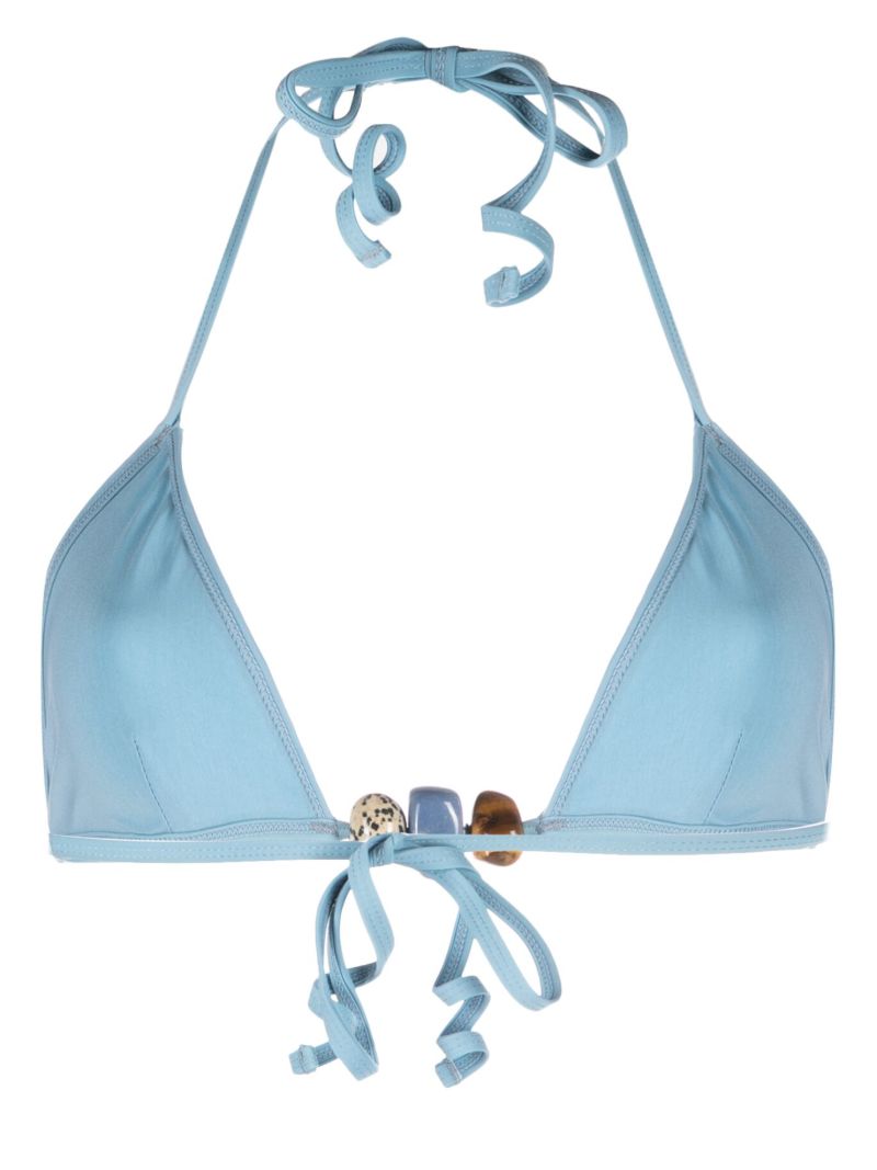 Blue Gemstone-embellished Bikini Top