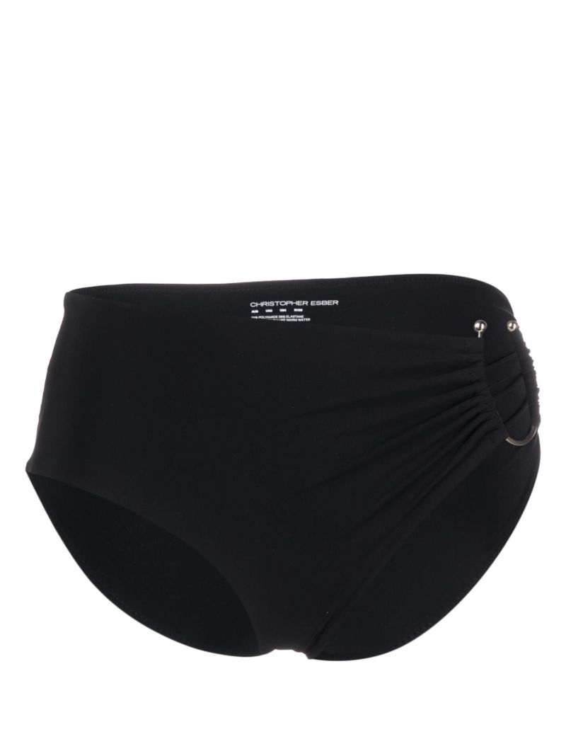 Black Prong Ruched Bikini Briefs