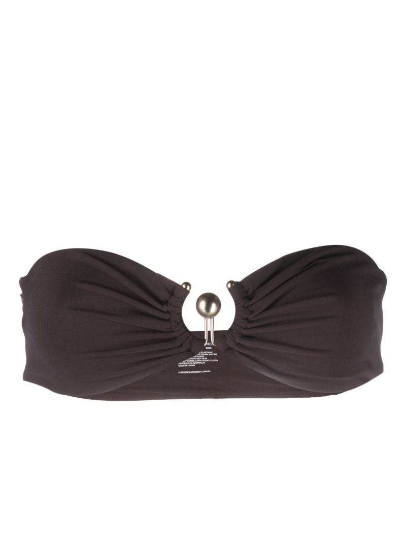 Brown Orbit Ruched Bandeau Bikini Top
