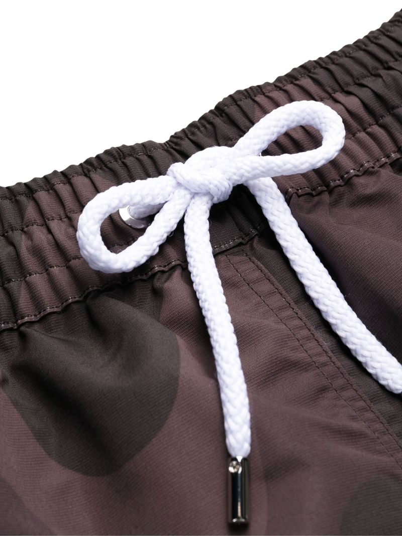 Brown Graphic Print Swim Shorts